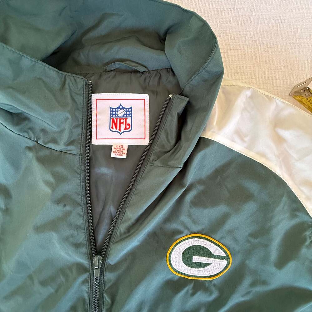 NFL Green Bay Packers Full Zip Windbreaker Jacket Size Large
